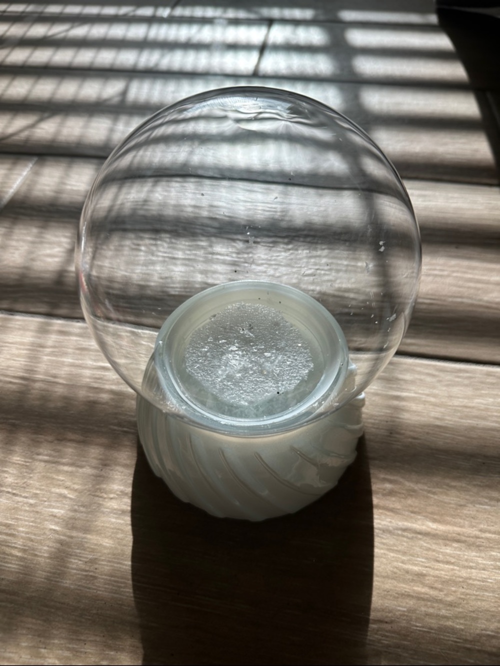 Glass diy homemade Christmas snow globe white